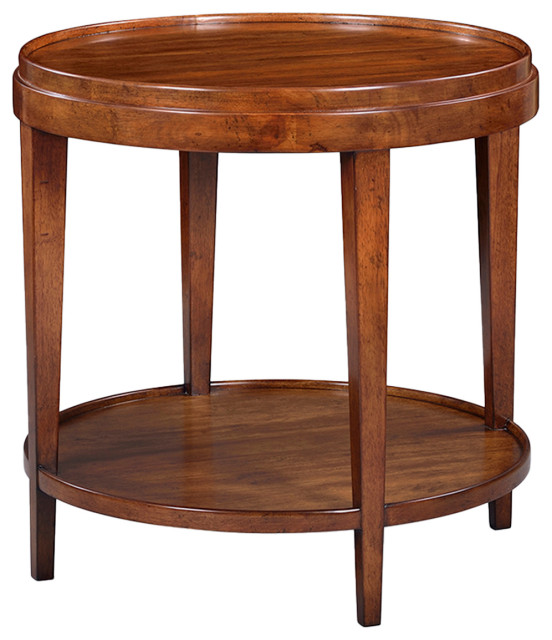 Classic Round End Table Walnut Transitional Side Tables And End