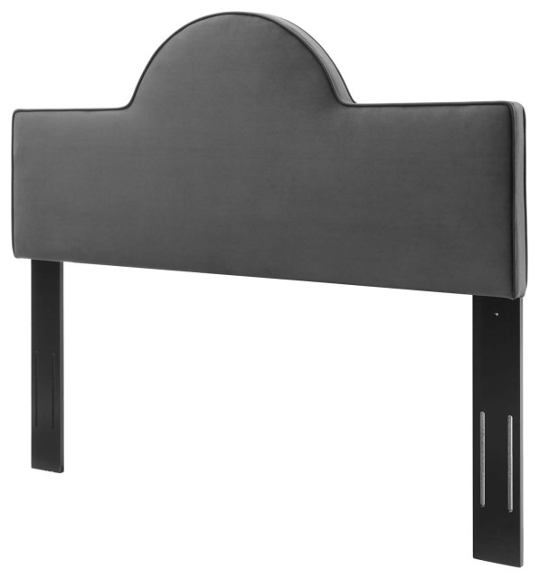 Headboard, King Size, Velvet, Dark Gray, Modern Contemporary, Bedroom