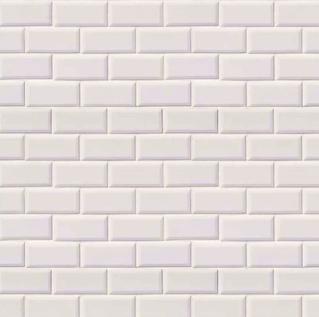 Domino White Glossy Staggered Beveled Brick Mosaic Contemporary Wall And Floor Tile By Wall Tile