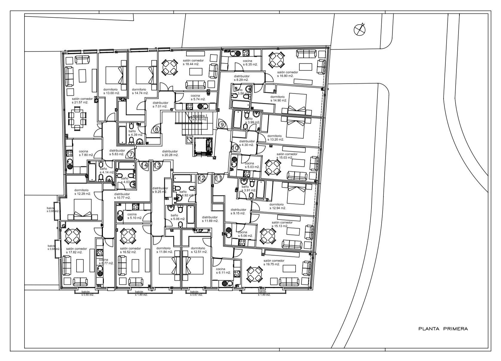 Edificio 19 viviendas, 4 locales comerciales y 15 plazas de garaje 2.208,26 m2.