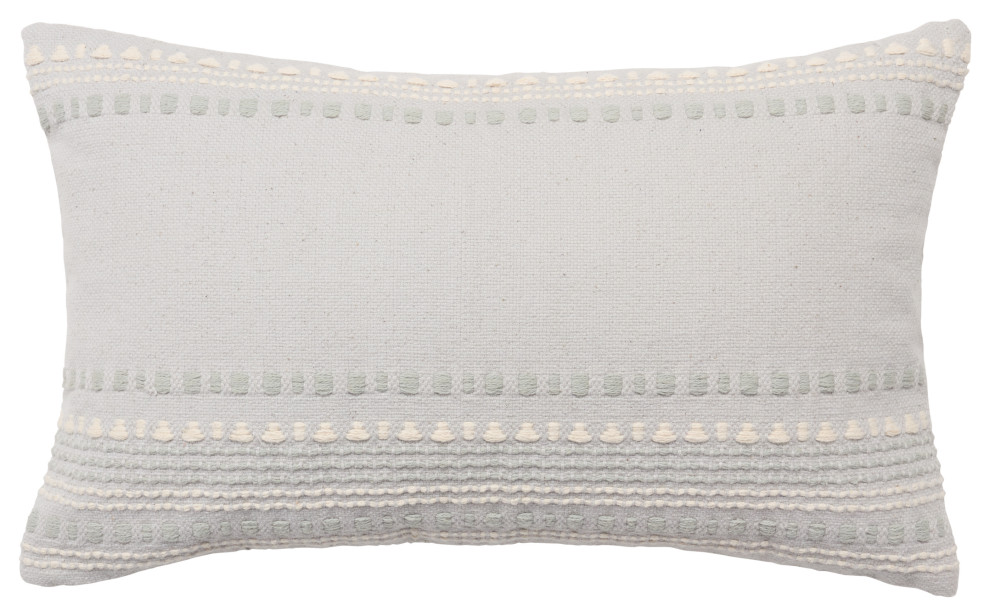 Velika Striped Light Blue/ Cream Pillow, 13"x21", Polyester Fill