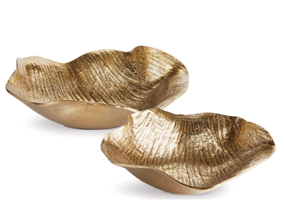 Clarice Decorative Bowls, Set of 2, Gold Contemporary Decorative