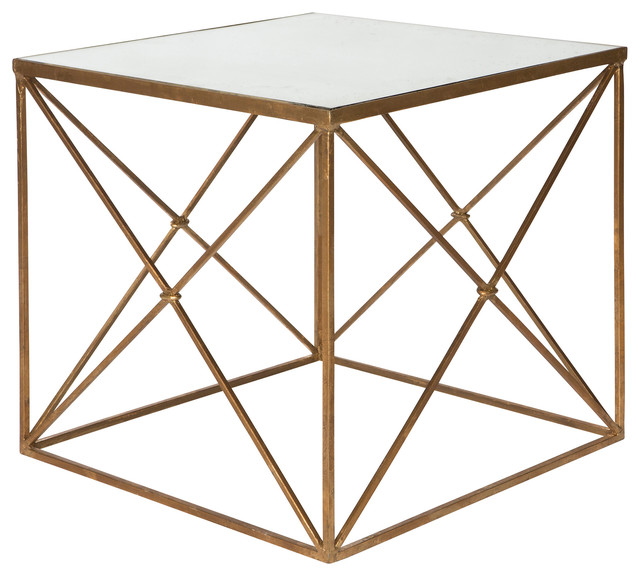 Furano Weathered Zinc Grey Antique Mirror Cube Side Table Furano Gold Hollywood Regency Antique Mirror Cube Side Table