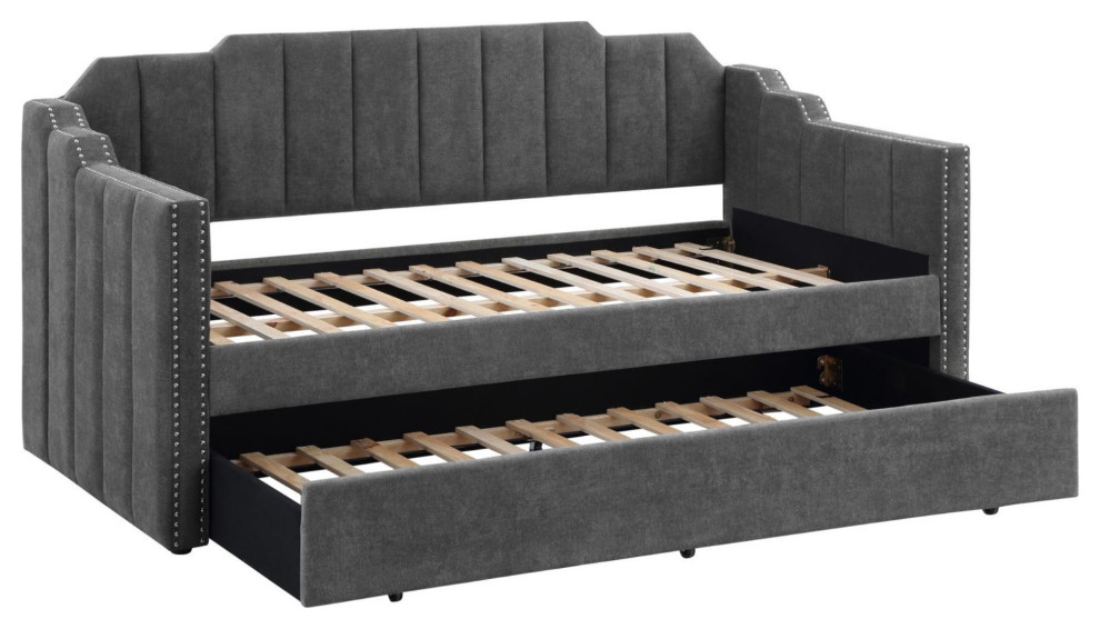 Kingston Upholstered Twin Daybed With Trundle Charcoal Transitional Daybeds by VirVentures