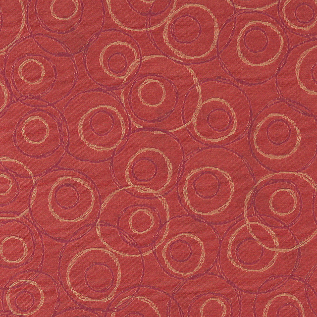 Burnt Orange Burgundy and Gold Circles Durable Upholstery Fabric By The Yard