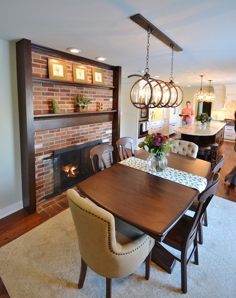 Inspiration for a large transitional kitchen/dining combo in Philadelphia with light hardwood floors.