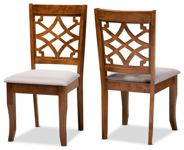 Vandenberg Contemporary Gray and Walnut Brown Dining Chair, Set of 2