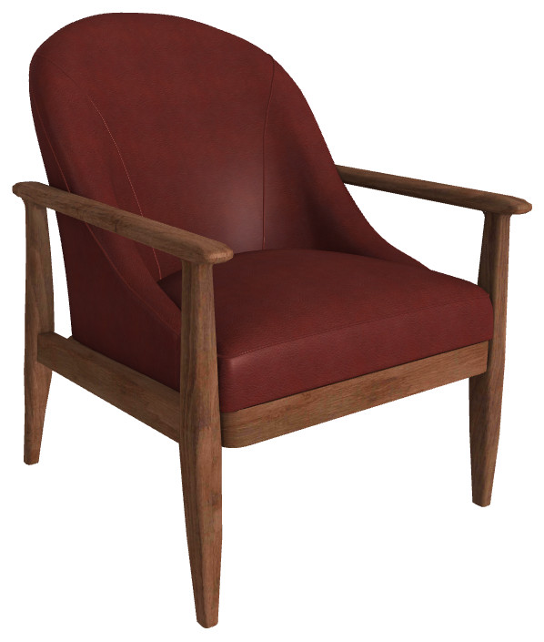 Elena Leather Lounge Chair, Finish Shown: Pumpernickel, Leather Shown: Garnet