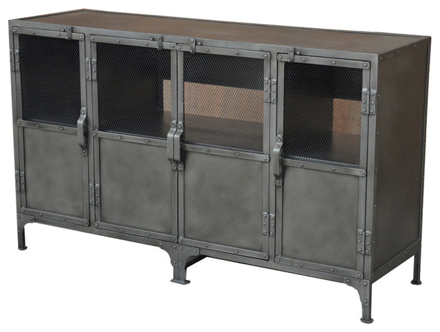 Inverness 4 Door Metal Media Console Industrial Entertainment