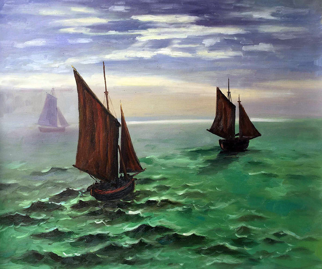 Boats Leaving the Harbor - Traditional - Paintings - by overstockArt ...