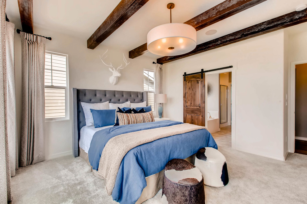 Example of a mountain style home design design in Denver