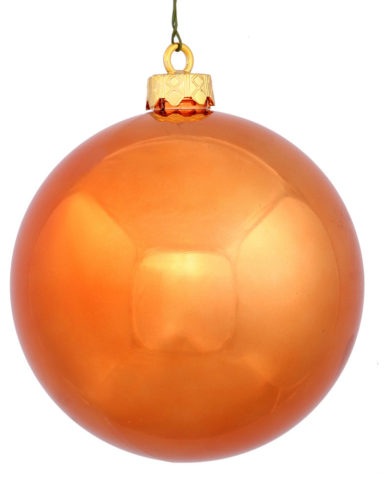 Vickerman 6" Burnished Orange Shiny Ball Ornament, 4 per Bag