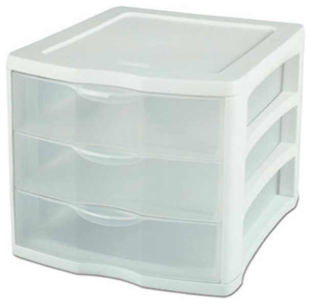 Sterilite 17918004 3 Drawer Clearview Organizer With White Frame