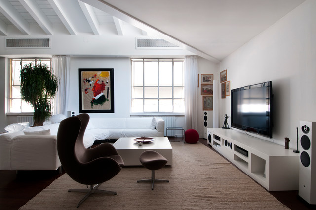 Loft contemporary-vardagsrum