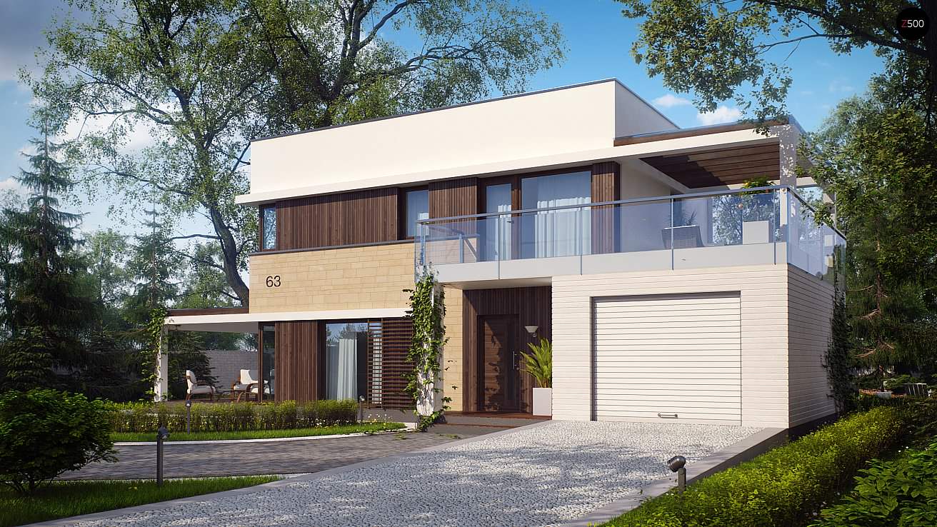 Zx63 Современный элегантный дом с гостиной с фронтальной стороны.
