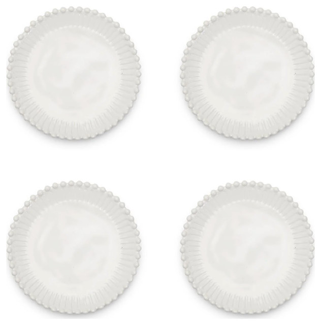Two's Company Heirloom Set of 4 Embossed Pearl Edge Appetizer / Dessert Plates