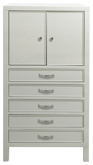 Modern 5 Drawer Jewelry Armoire Soft Gray Floor Mirrors By Buildcom