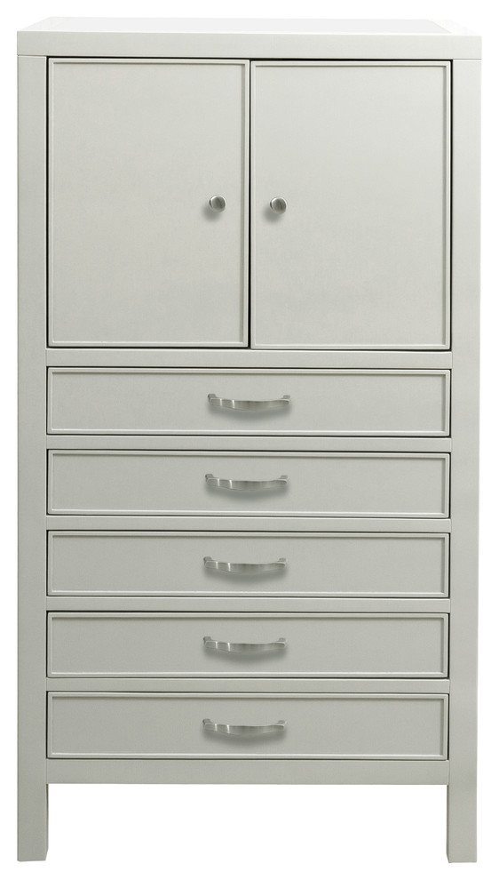 Modern 5 Drawer Jewelry Armoire Soft Gray Floor Mirrors By Buildcom