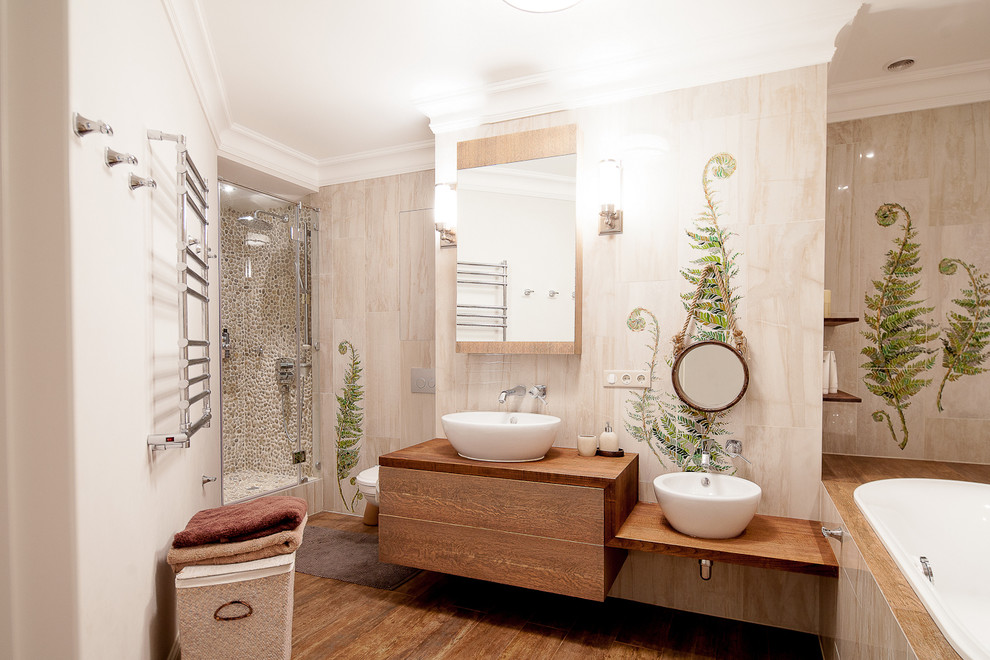 Design ideas for a contemporary bathroom in Moscow.