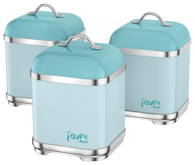 Stainless Steel Canisters, Peacock, Set of 3