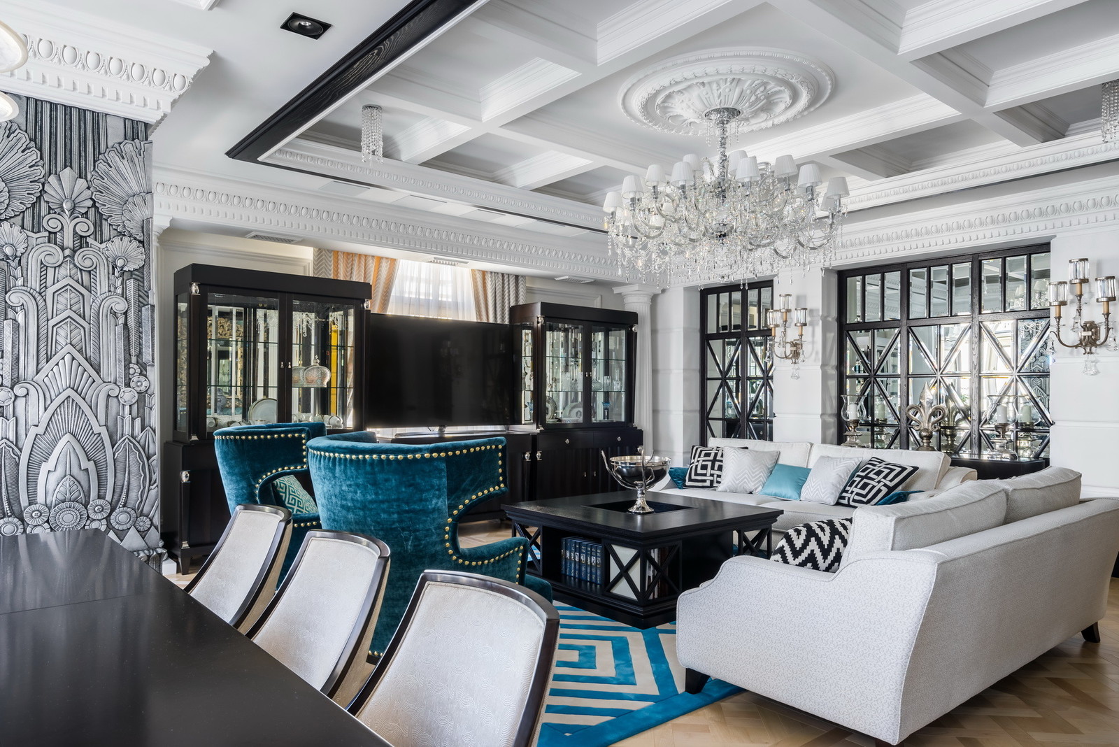 Интерьер квартиры в стиле современной классики с элементами Ар-Деко в Петербурге