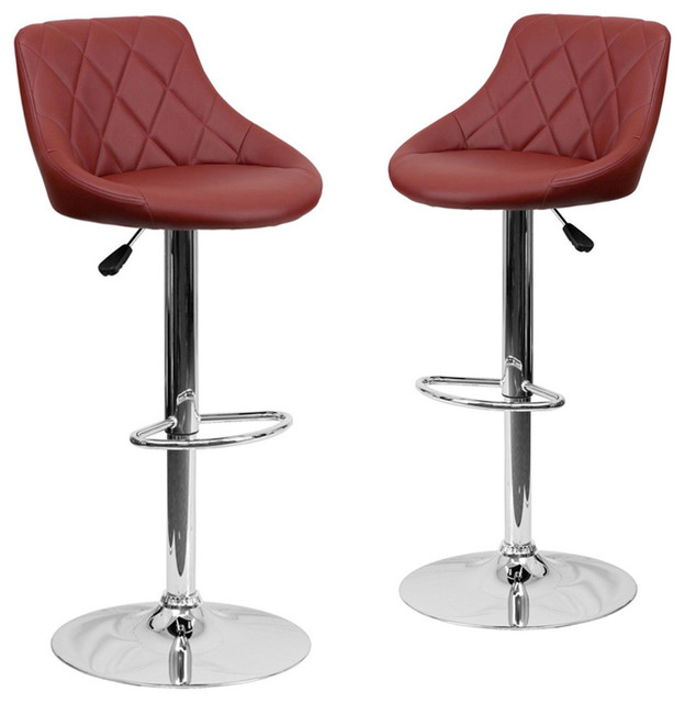Set Of 2 Modern Adjule Counter Swivel Pub Style Bar Stools Set Of 2 Pu Leather Swivel Bar Stools Hydraulic Pub Chair Adjule Dark Red
