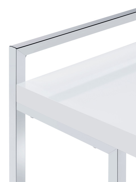 Dani Rectangular Snack Table With Metal Base Side Table White ...