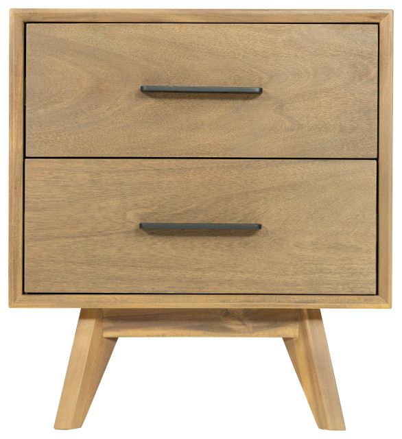 Modrest Claire Walnut Nightstand - Midcentury - Nightstands And Bedside ...