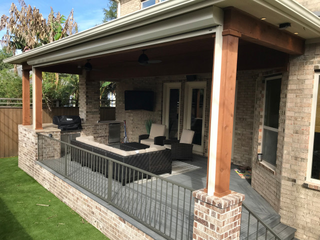 Covered Porch and Composite Deck modern-veranda