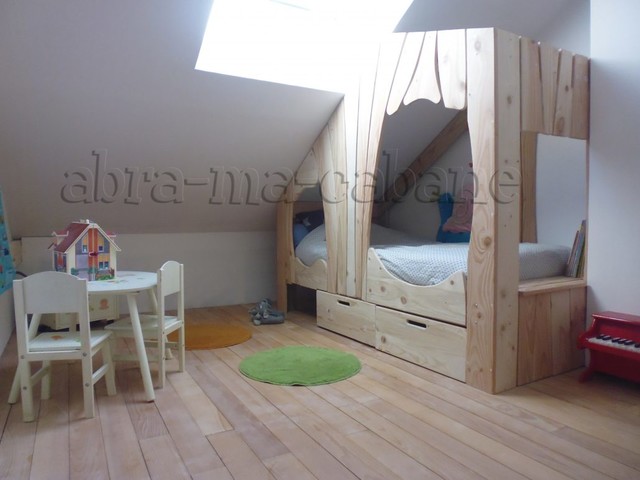 Cabane intérieure de maison  Lit cabane en bois pour enfant -  abra-ma-cabane