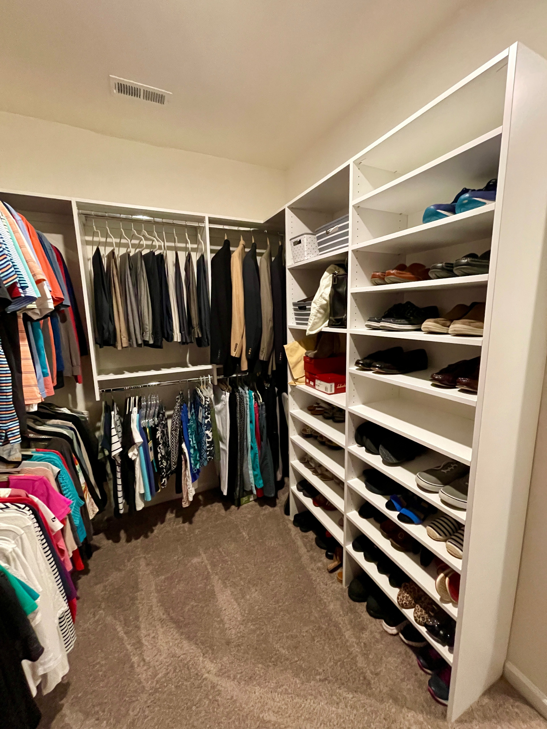 Walk-in Closet with Lots of Double-Hang Space and Shoe Shelves