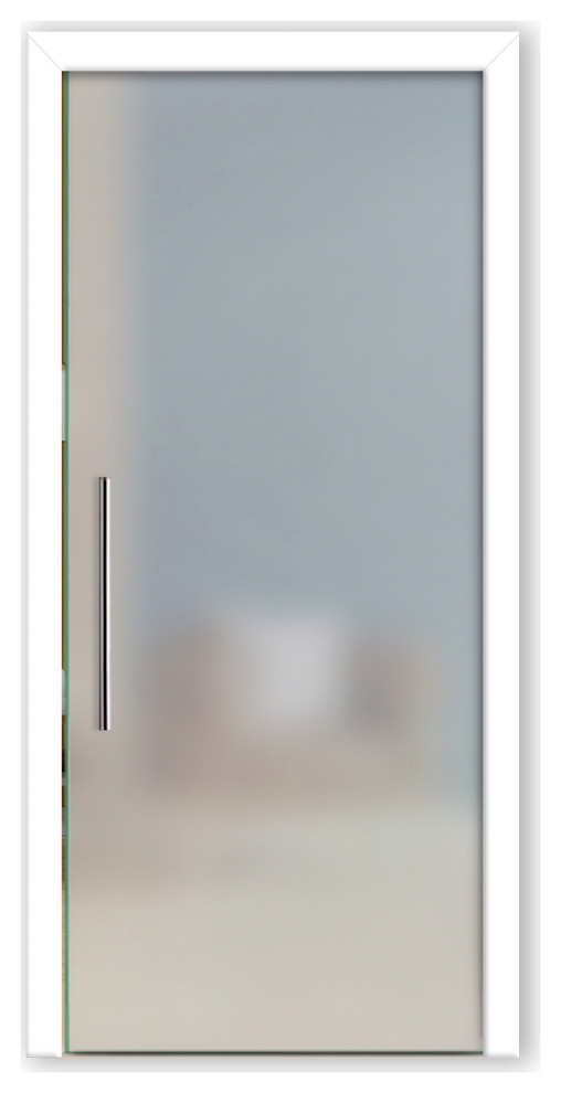 Pocket Glass Sliding Door With Frosted Designs, 30"x84", Full Private, T-Handle
