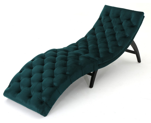 Grasby Tufted New Velvet Chaise Lounge Contemporary Indoor Chaise