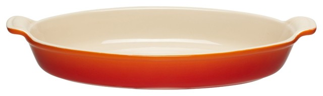 Le Creuset Heritage Stoneware Au Gratin Dish, Flame Orange