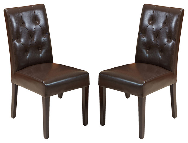 Dining Chairs Brown waldon leather dining chair, set of 2 - traditional - dining Dining Chairs Brown waldon leather dining chair, set of 2 - traditional - dining