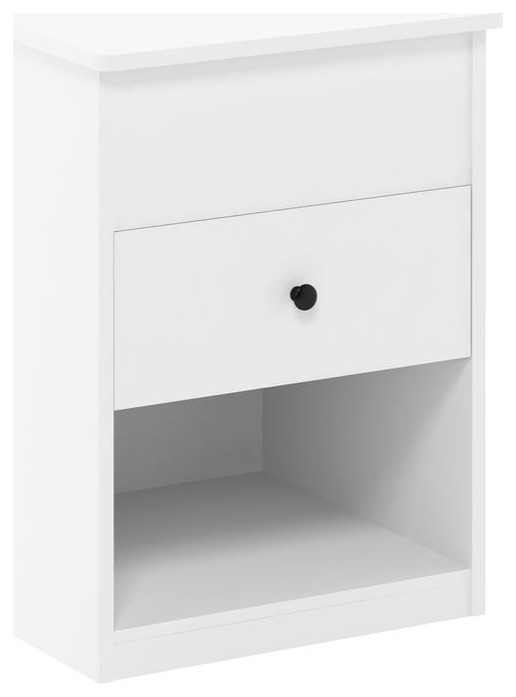 Furinno Jensen Lift Top Nightstand, Solid White Transitional