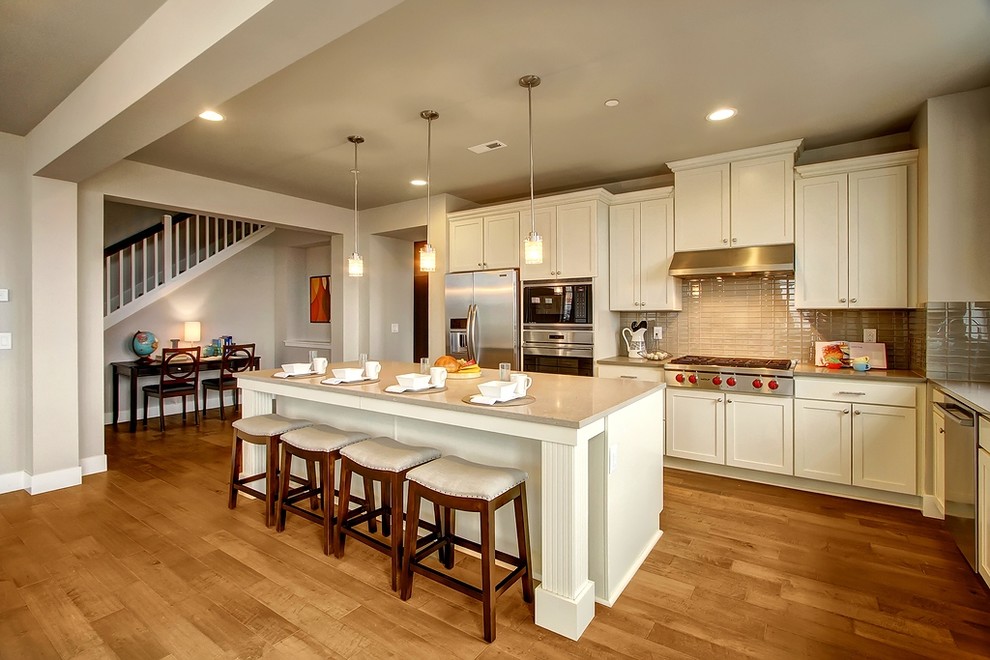 Example of a transitional kitchen design in Seattle