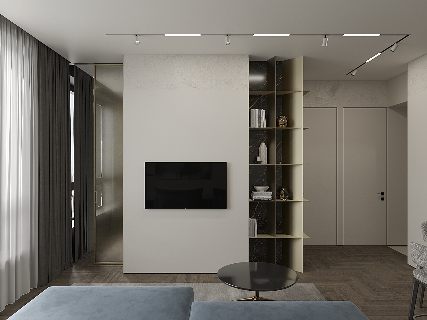 Квартира-студия в холодных тонах