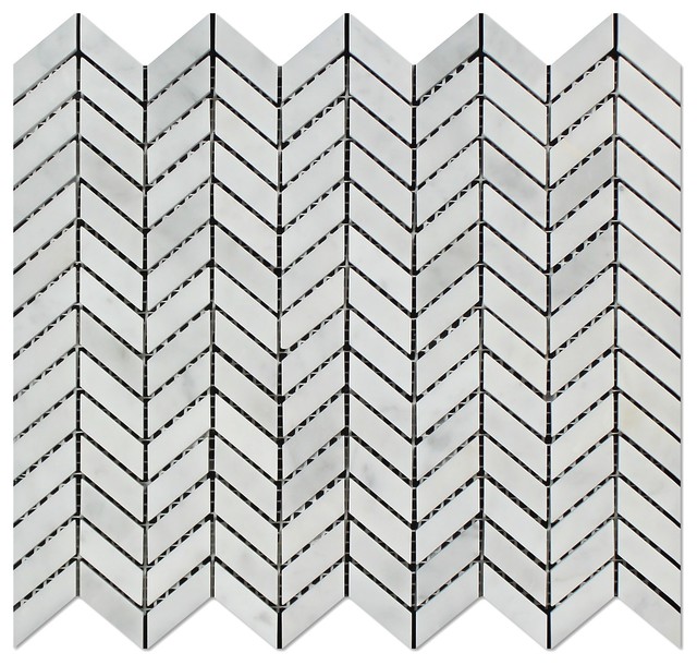 10 75 X12 25 Italian Carrara White Marble Polished Mini Chevron 10 75 X12 25 Italian Carrara White Marble Polished Mini Chevron Mosaic Tile By Oracle And Stone