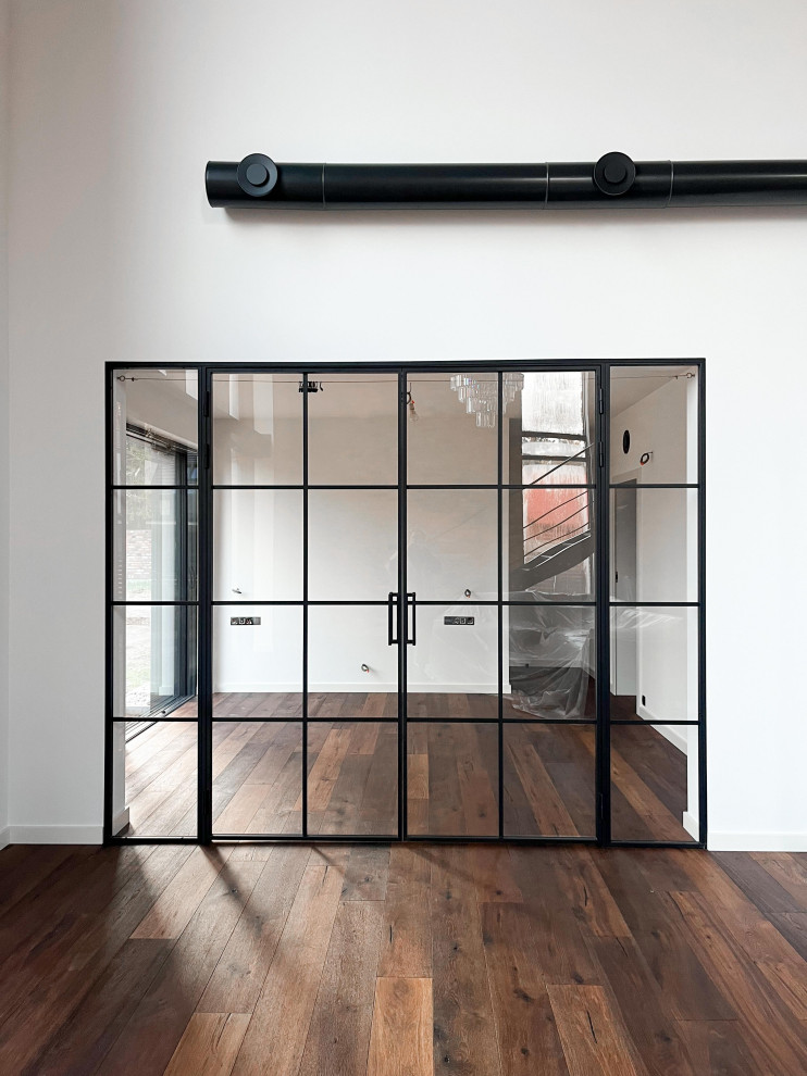 Double industrialstyle steel doors with side panels Industrial