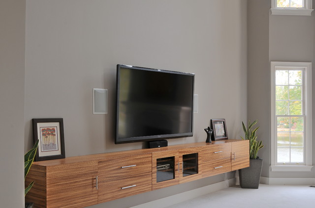 Zebrawood Tv Cabinet Contemporary Home Theatre Atlanta By