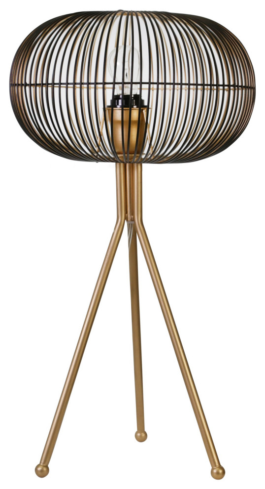 Metal 23" Sphere Table Lamp, Gold Midcentury Table Lamps by Virventures Houzz
