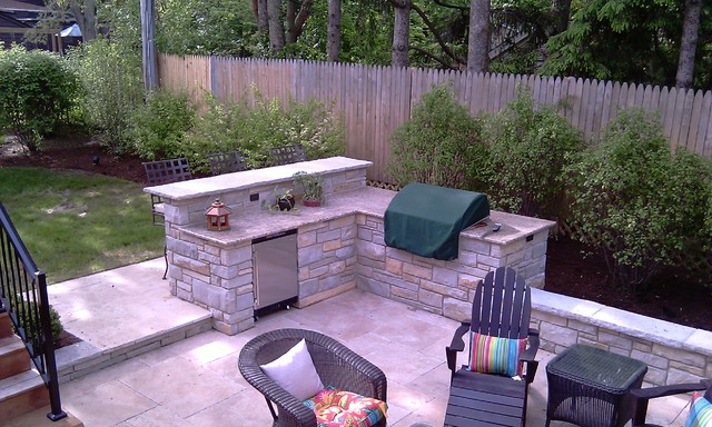 Fireplace, Built-In-Grill with Bar - Traditional - Patio ...