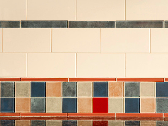 Example of a kitchen design in Boston with multicolored backsplash