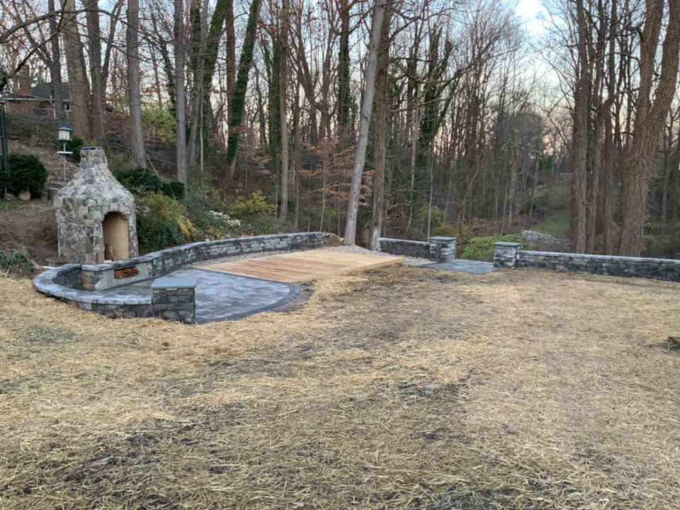 New Retaining Wall, Patio and Chimney