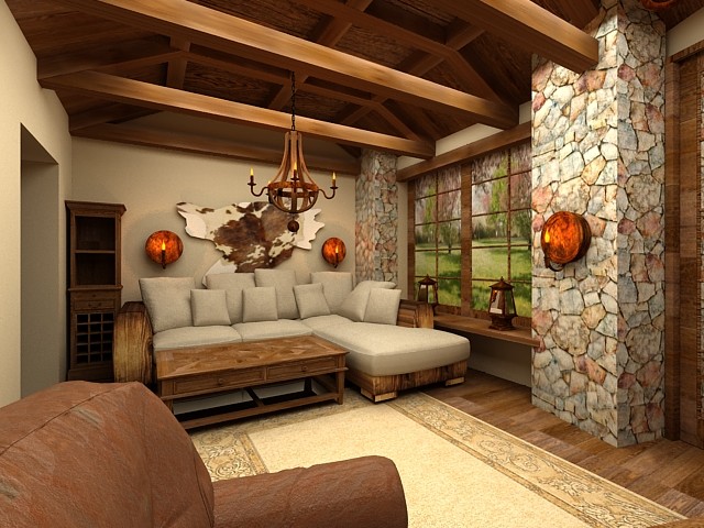 пос.Знаменский гостиная в стиле кантри