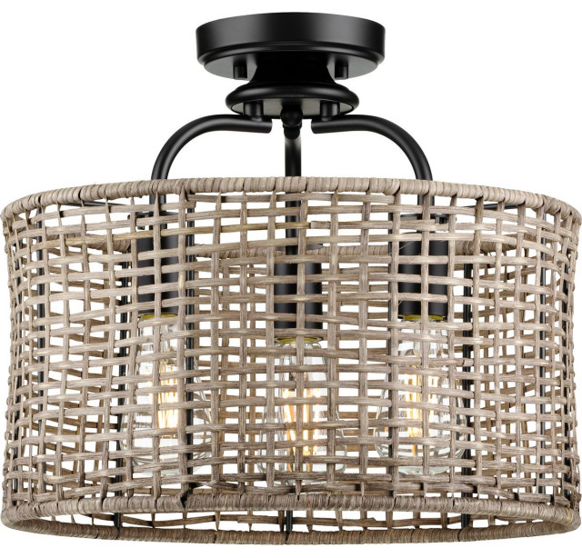 wicker flush mount light