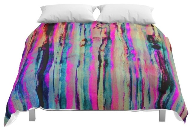 Society6 Neon Stripes Comforter Contemporary Comforters And