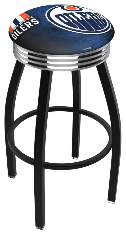 Holland L8B3C 03 Edmonton Oilers 30" Swivel Bar Stool Black/Chrome