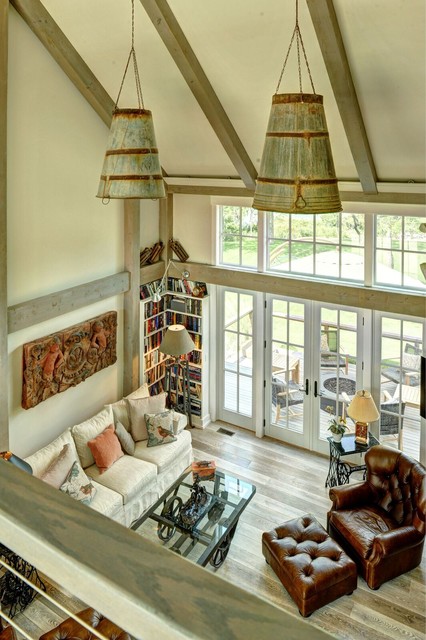 Southold Farmhouse Living Room Burlington By Yankee Barn Homes